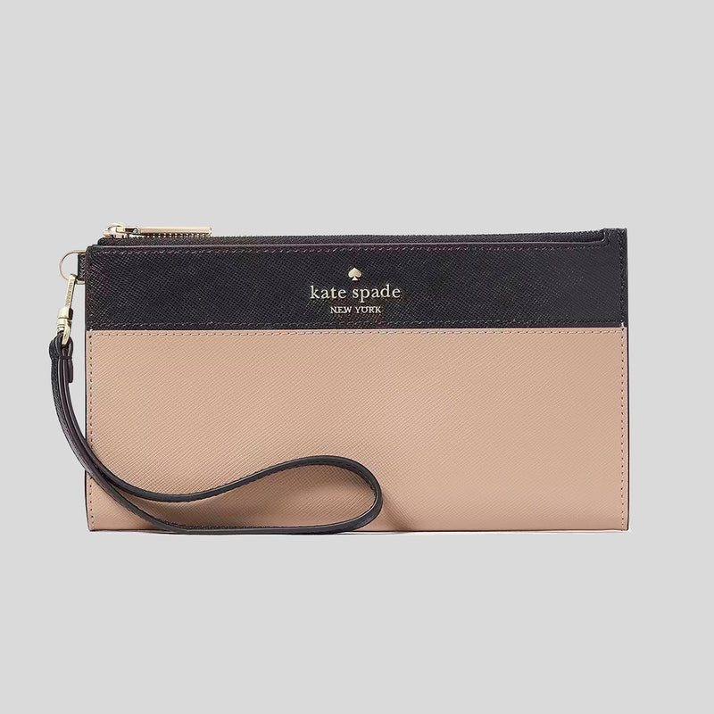 KATE SPADE Madison Double Zip Wristlet Toasted Hazelnut Multi KC507