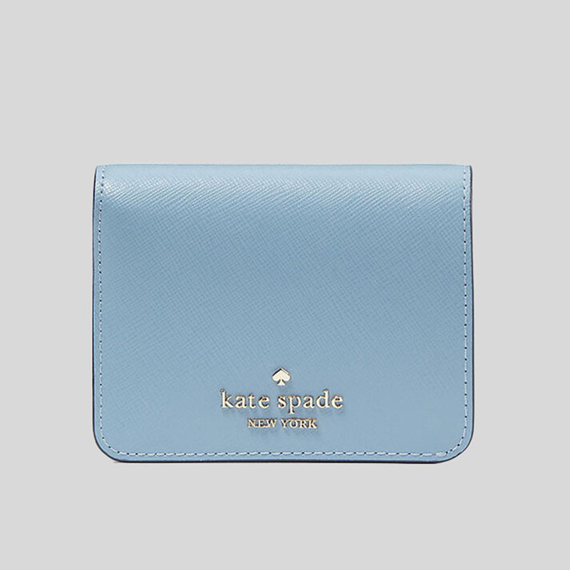 Kate Spade Madison Saffiano Leather Small Bifold Wallet Polished Blue KC581