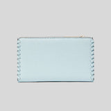 Kate Spade Leila Pebbled Leather Whipstitch Small Slim Bifold Wallet Dewy Blue KC652