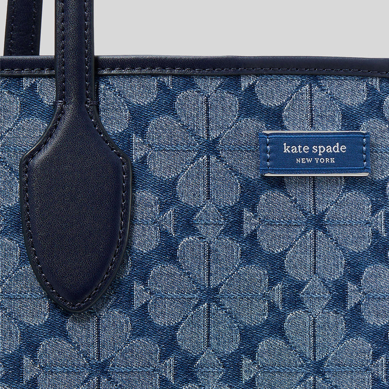 KATE SPADE Spade Flower Jacquard Denim Bleecker Large Tote Parisian Navy Multi KF956