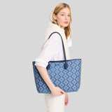 KATE SPADE Spade Flower Jacquard Denim Bleecker Large Tote Parisian Navy Multi KF956