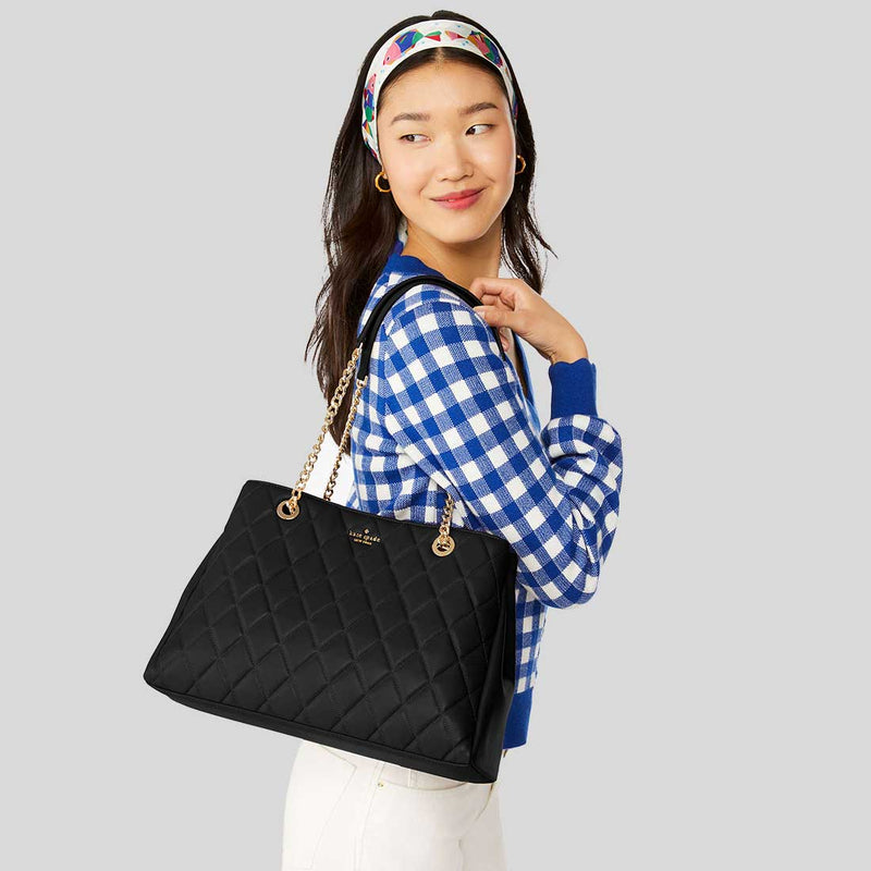 KATE SPADE Carey Quilted Tote Black KH229