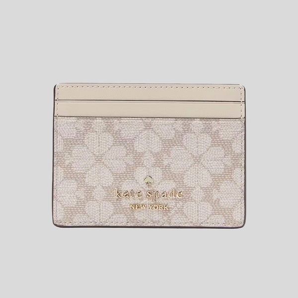 KATE SPADE Signature Spade Flower Small Slim Card Holder Dark Beige Multi KI371