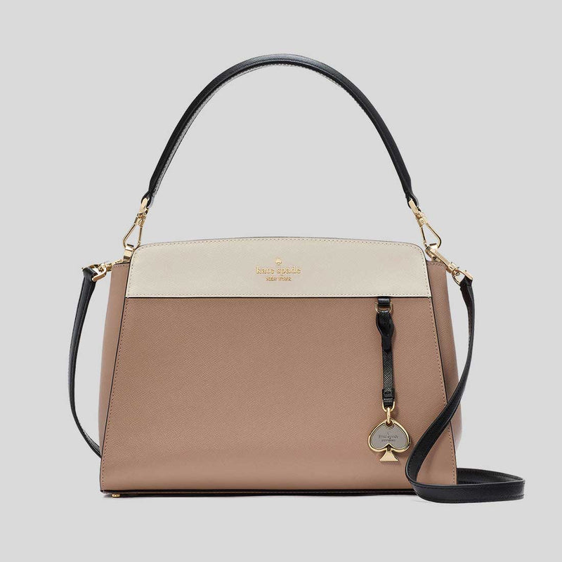 KATE SPADE Madison Medium Top Handle Satchel Toasted Hazelnut Multi KK286