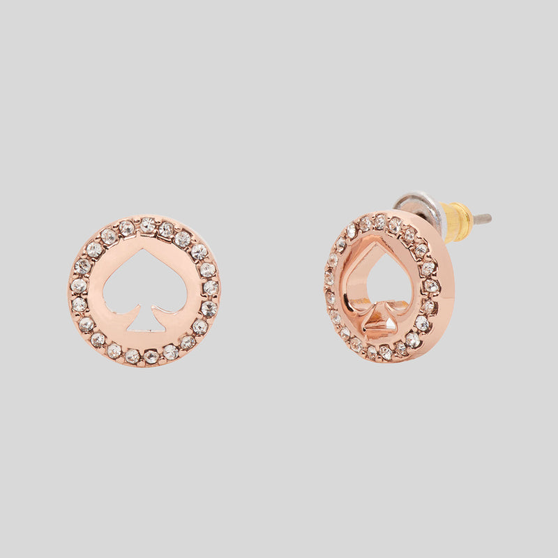 KATE SPADE Spot The Spade Pave Halo Spade Studs Rose Gold O0ru2605