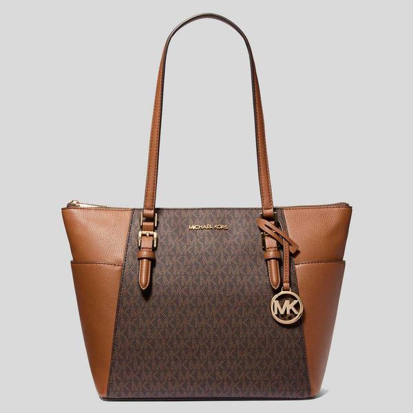 MICHAEL KORS Charlotte Tote In Signature Canvas Brown 35T0GCFT3B