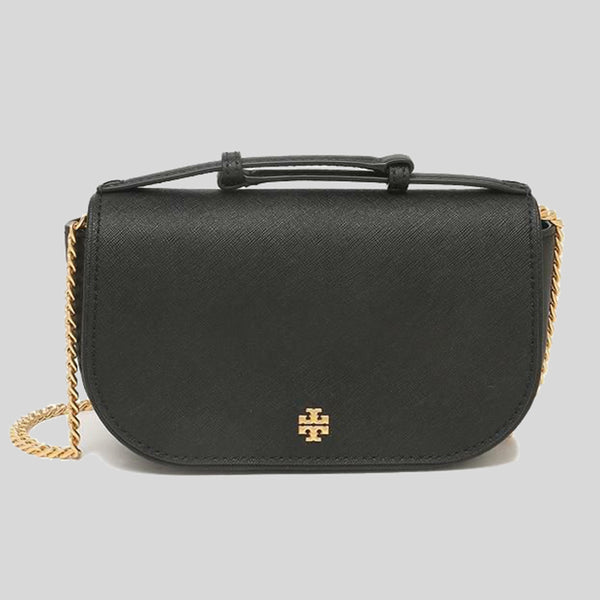 Tory Burch Women's Emerson Zip Shoulder Bag (Black) With Gold Tone