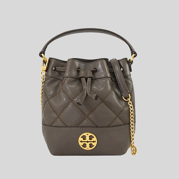 Tory Burch Willa Mini Drawstring Bucket Shoulder Bag Volcanic Stone 87869