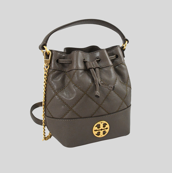 Tory Burch Willa Mini Drawstring Bucket Shoulder Bag Volcanic Stone 87869