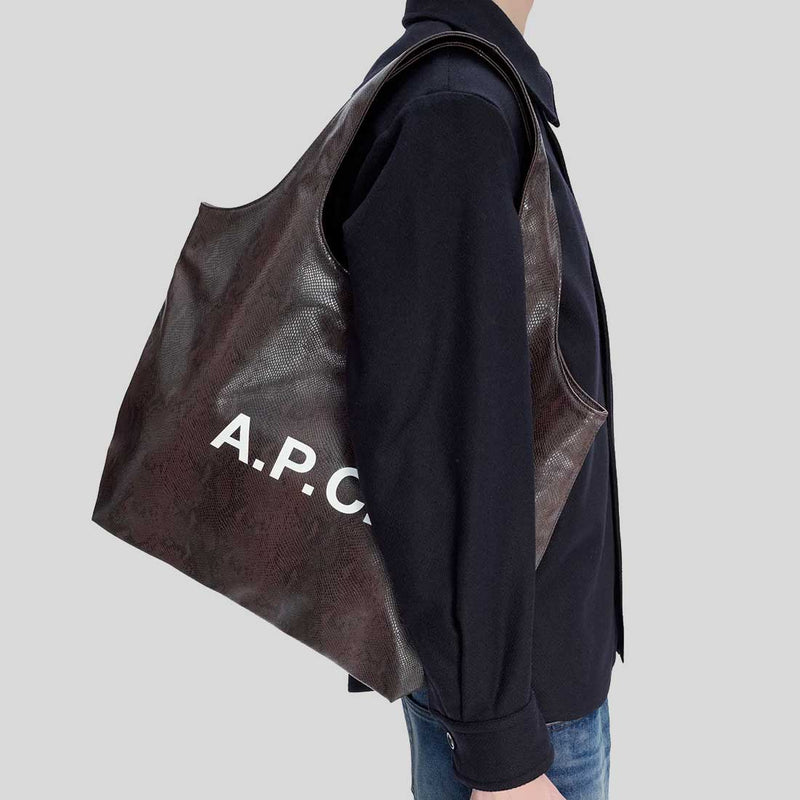 A.P.C. Ninon Tote Bag Python-Embossed Blackberry PUABNM61565HAJ