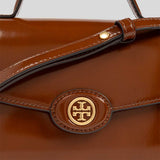 TORY BURCH Small Robinson Spazzolato Top-Handle Bag Dark Sienna 147467