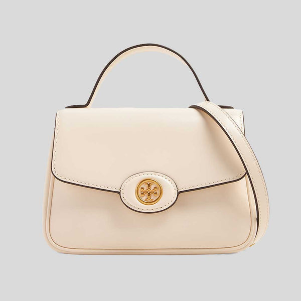 TORY BURCH Small Robinson Spazzolato Top-Handle Bag Light Cream 153233 lussocitta luso citta