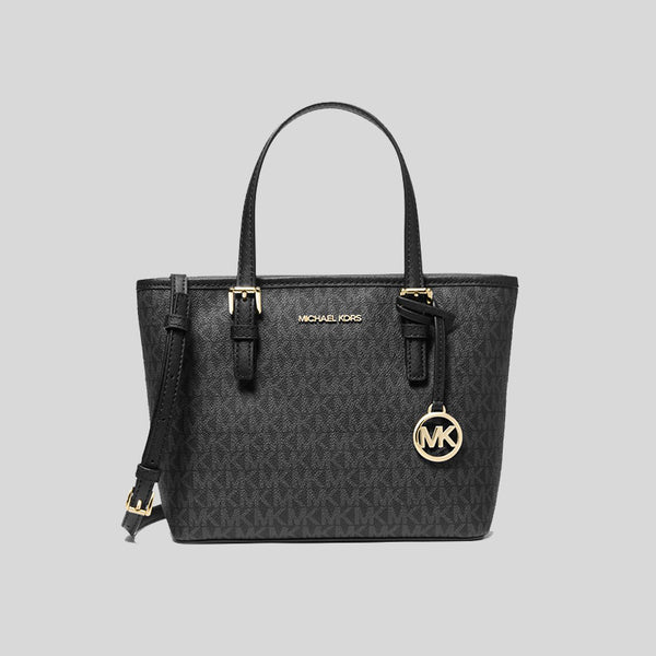 Michael Kors Jet Set Travel Extra Small Convertible Tote In Signature Canvas Black 35T9GTVT0B lussocitta lusso citta