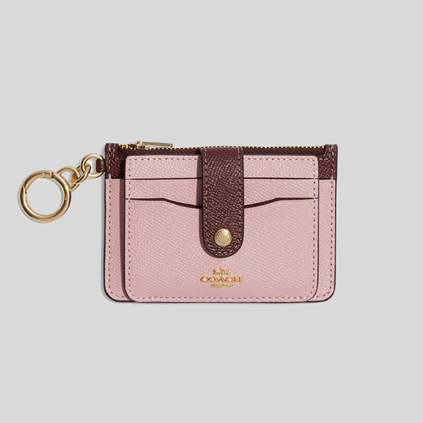 COACH Attachment Card Case In Signature Canvas Brown Pink CE697 – LussoCitta