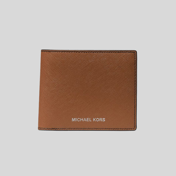 Michael Kors Mens Logo Graphic Slim Card Case & Keychain Wallet Gift Set  (Brown) 